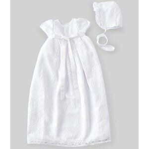 Pippa & Julie BEAUTIFUL LACE Baby Girl Christening Gown 0-3 Month Bonnet Set NEW